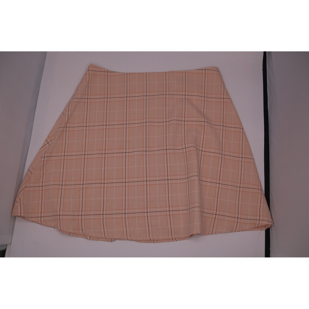 Princess Polly Checkered A‎ Line Mini Skirt Peach Tan Women's Size 10 - Picture 3 of 4